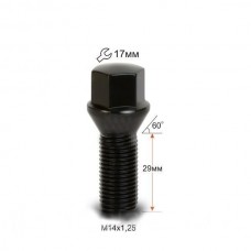 Болт колісний A177110 BK М14х1,25х28мм Конус (BMW, Mini) Чорний ключ 17мм Болт колісний A177110 BK М14х1,25х28мм Конус (BMW, Mini) Чорний ключ 17мм
